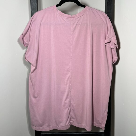 Banana Republic Pink Cuffed Sleeve V-Neck T-Shirt – Relaxed Fit & Everyday Chic - Picture 2 of 5